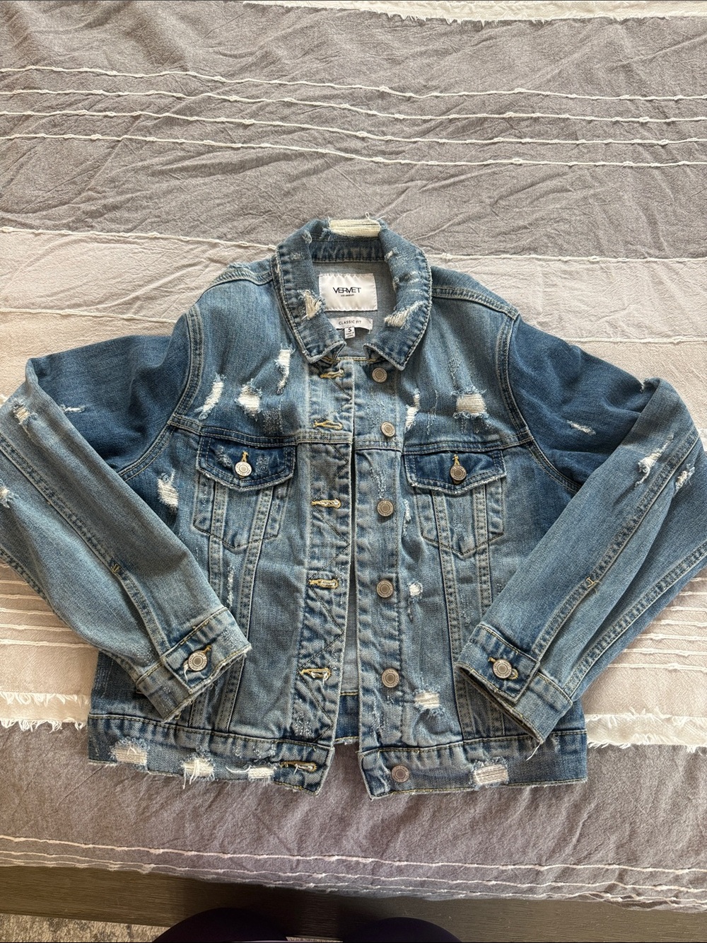 Vervet Distressed Light Blue Denim Jean Jacket - Women's